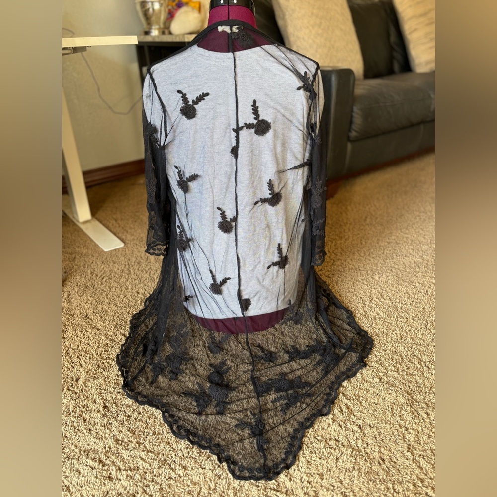 Rebellion Black Sheer Floral Tunic